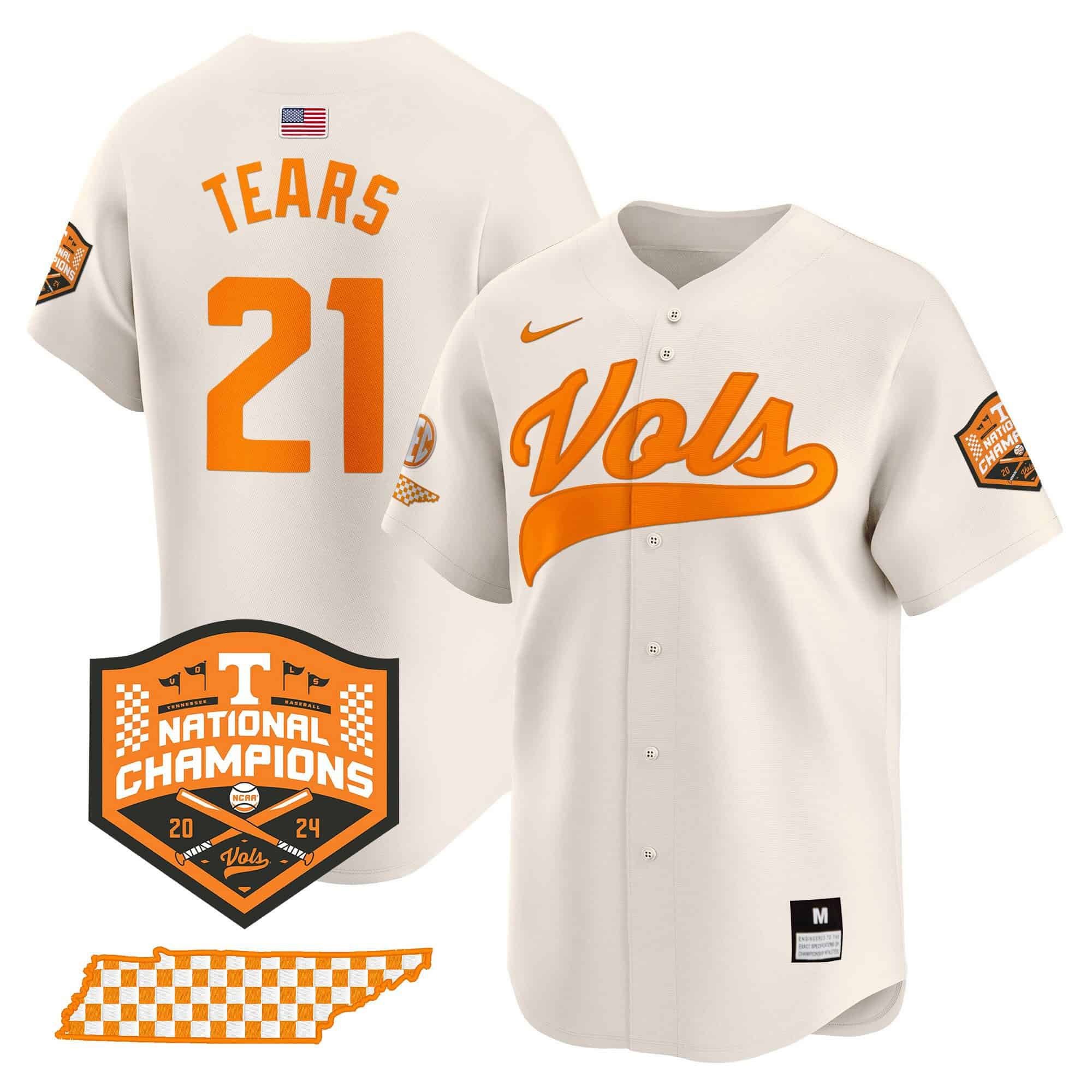 Men Tennessee Volunteers #21 Tears Cream 2024 Nike Champions Vapor Premier Limited NCAA Jersey->ncaa teams->NCAA Jersey